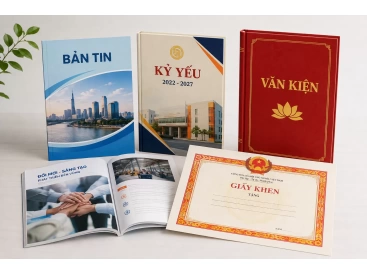 In bản tin - kỷ yếu - văn kiện - giấy khen