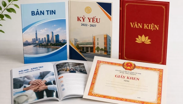 In bản tin - kỷ yếu - văn kiện - giấy khen